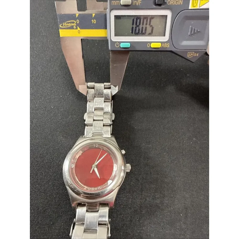 Men’s Fossil Kaleido L12092 Red/OU Dial 38mm Case 5.75” Band New Batteries (G2)